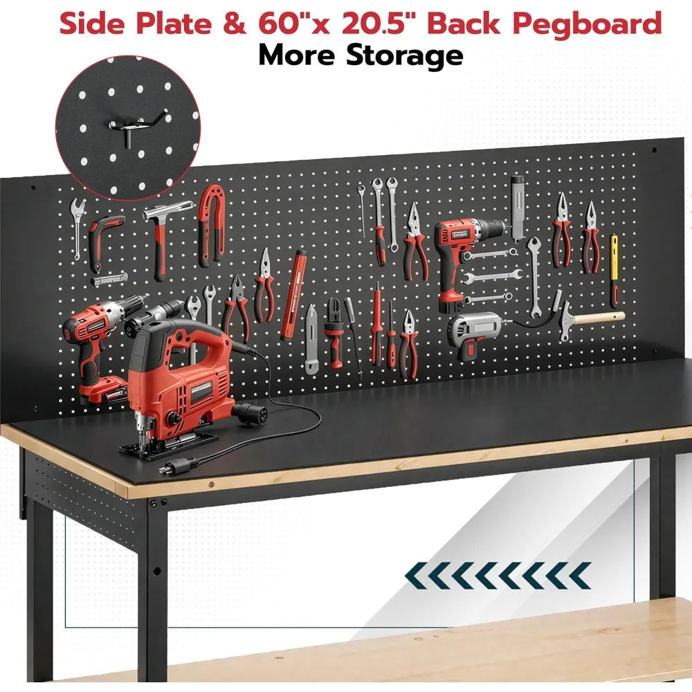 Heavy Duty Adjustable Workstation with USB Power Outlets/Wheels