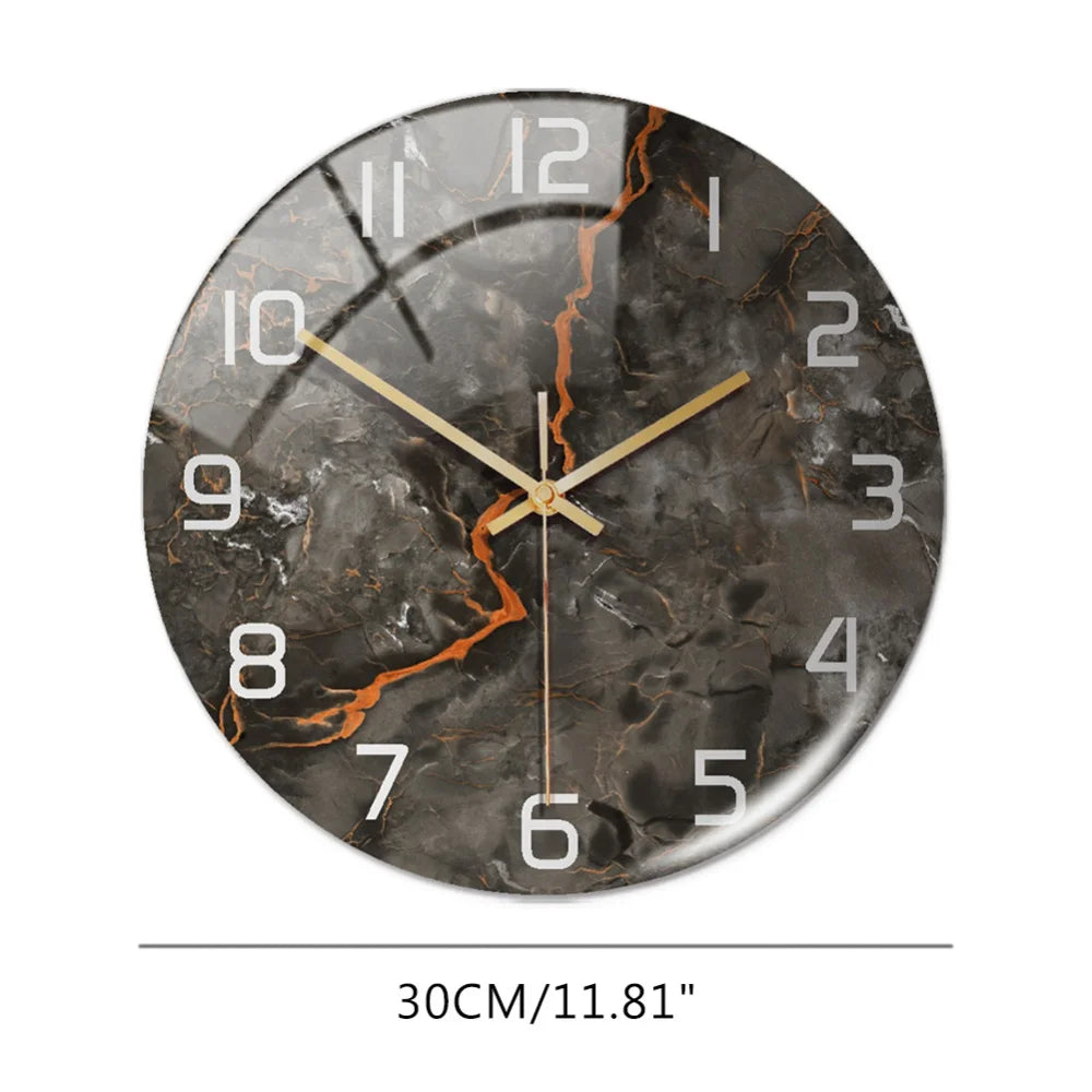 Luxury 3D Acrylic Marble Pattern Wall Adhesive Clock