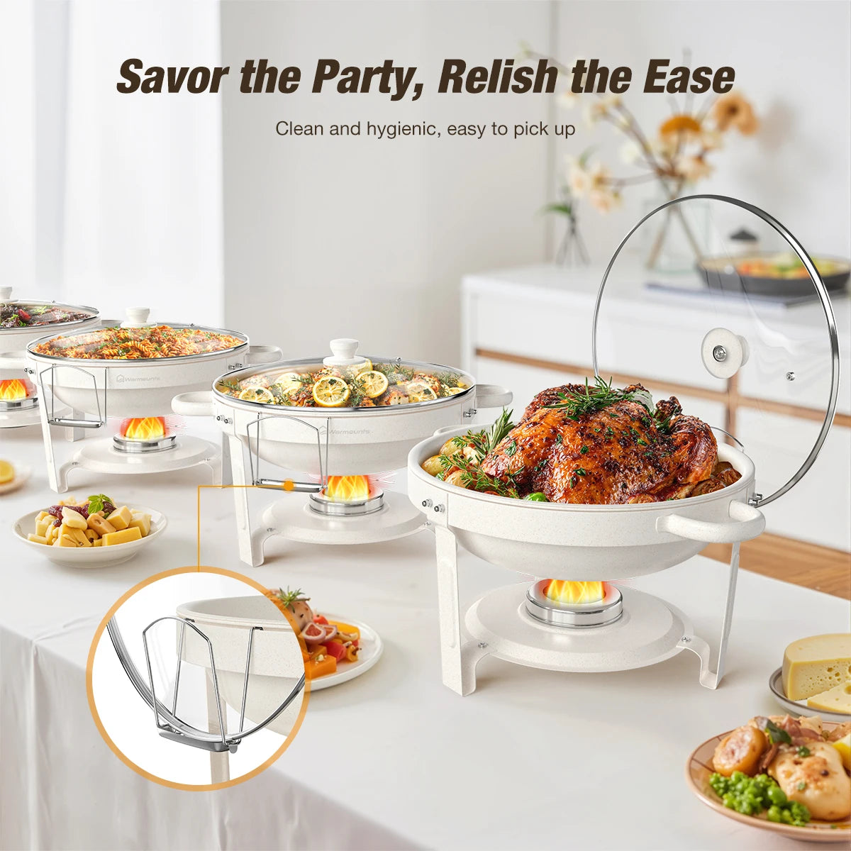 Fully Coated Round Chafing Dishes Buffet Set