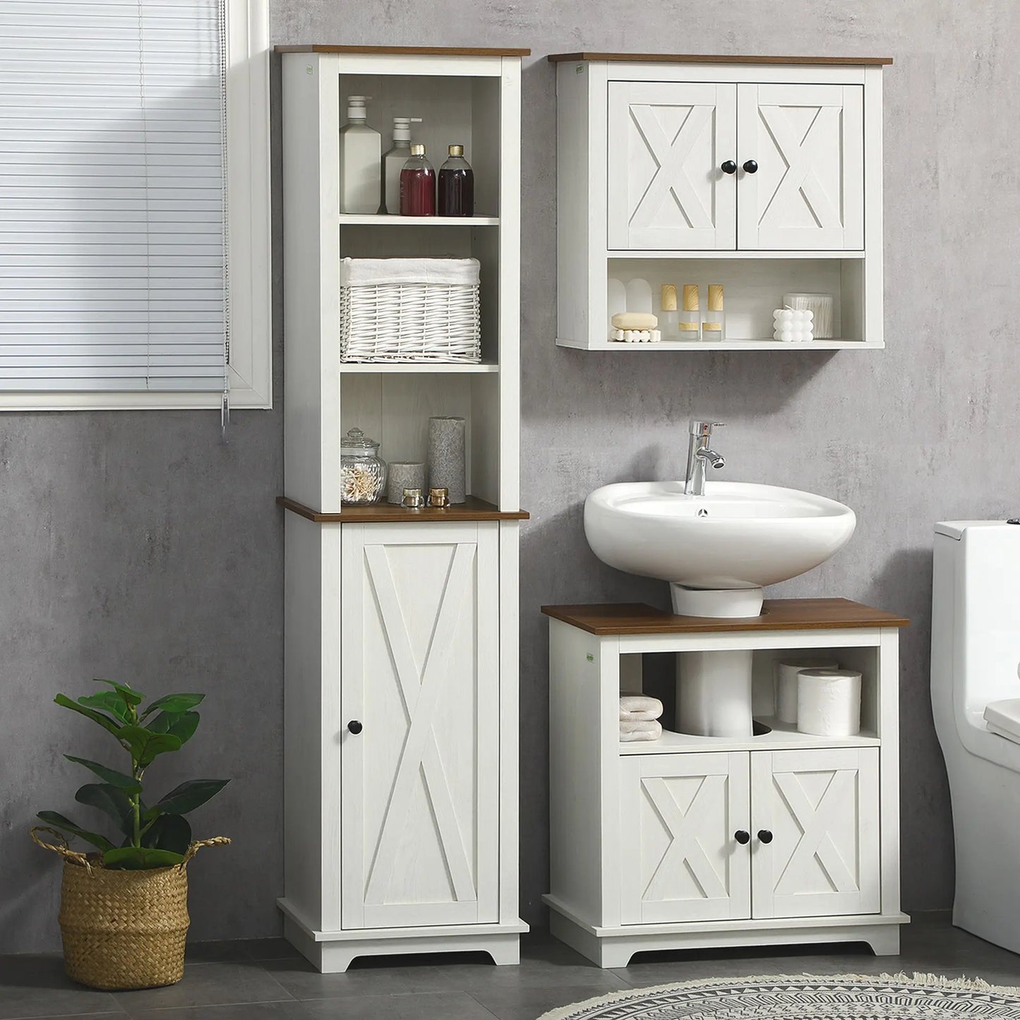 Tall Bathroom Cabinet with Adjustable Door