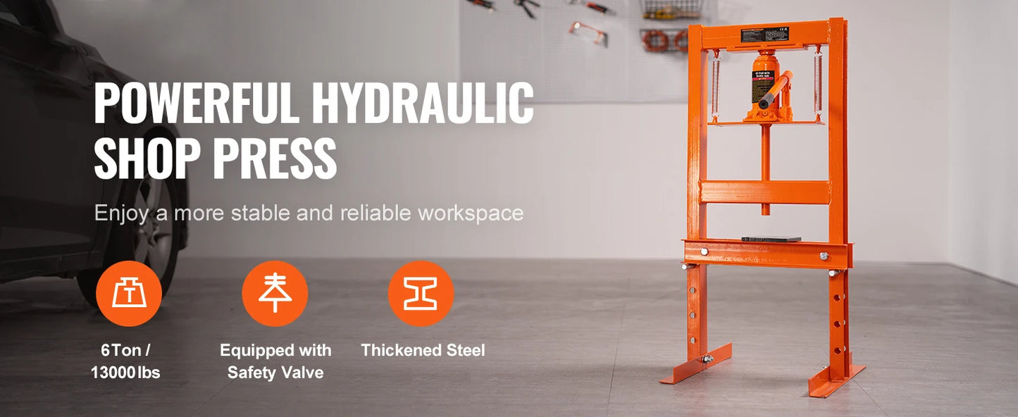 Hydraulic Shop Press 6T H-Frame