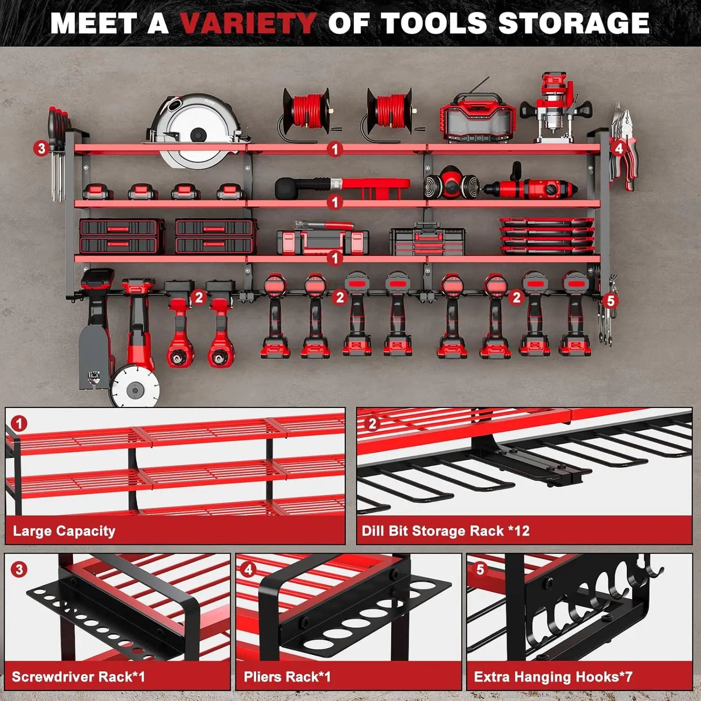 Heavy Duty Power Tool Organizer Wall Mount