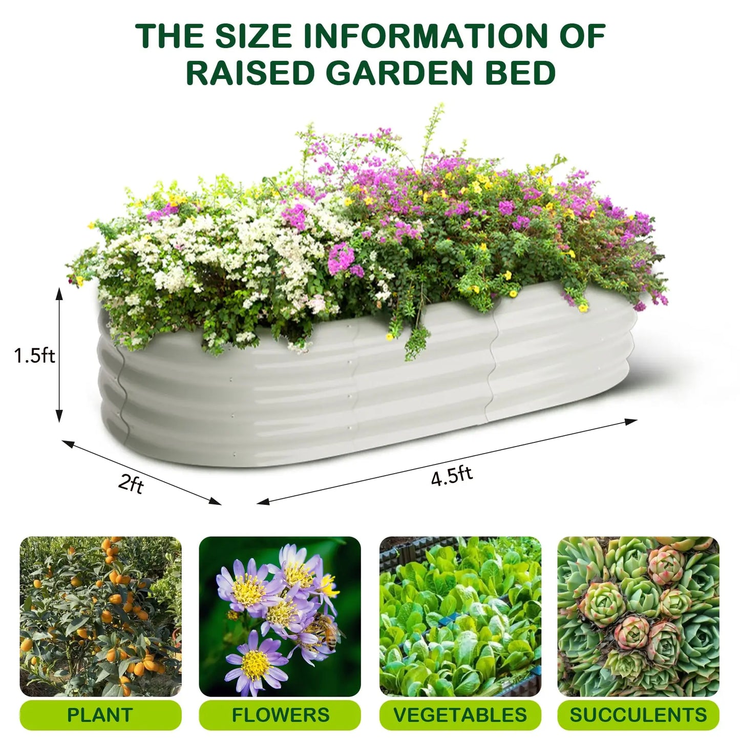 Oval Galvanized Steel Raised Garden Bed