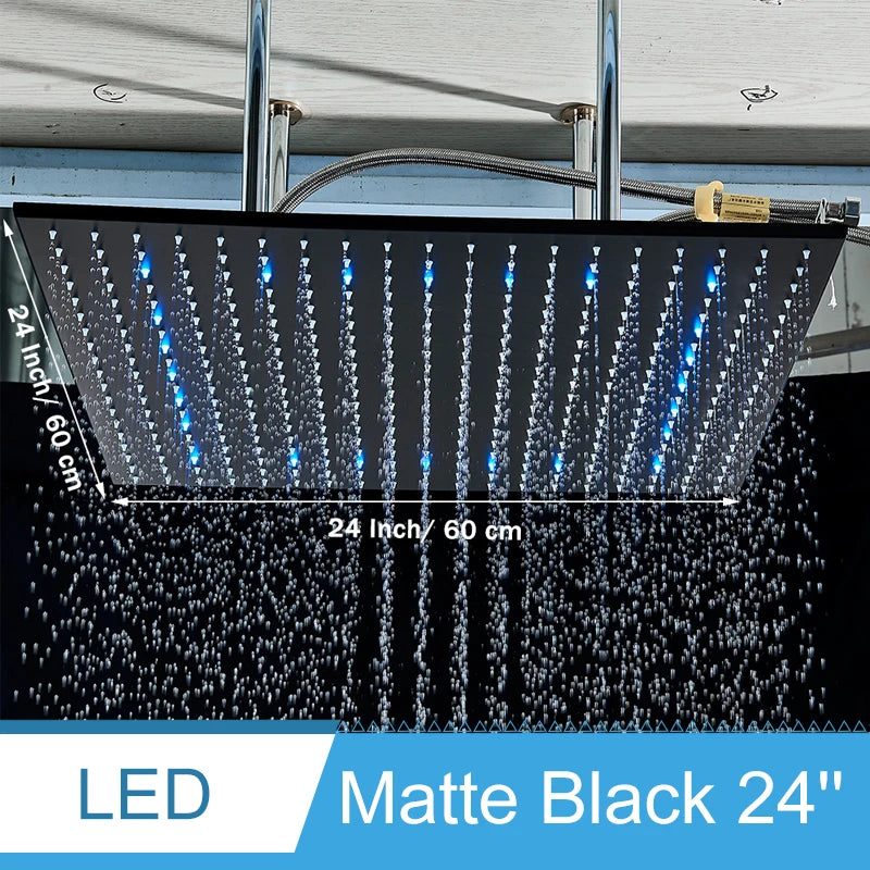 LED Bathroom Shower Rainfall Faucet System Set