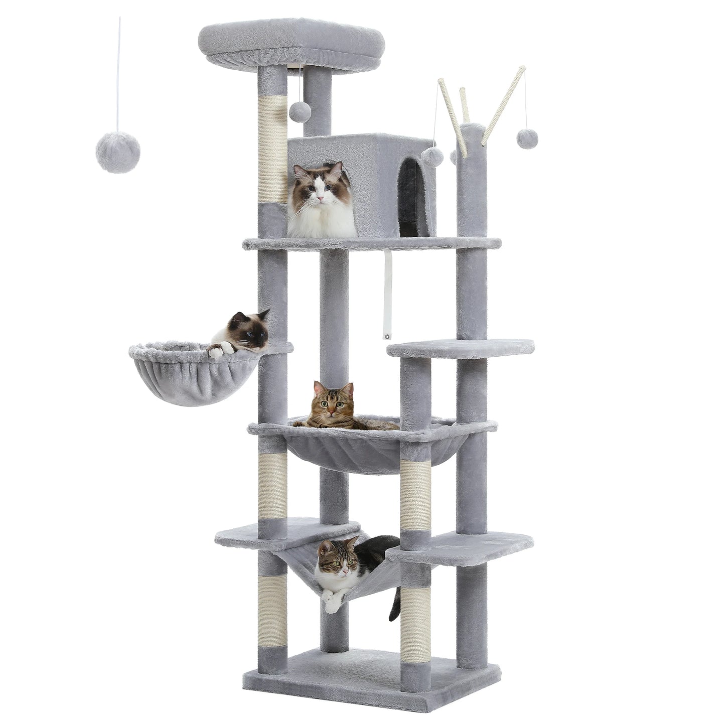 Multi-Level Plush Cat Condo with Scratching Posts