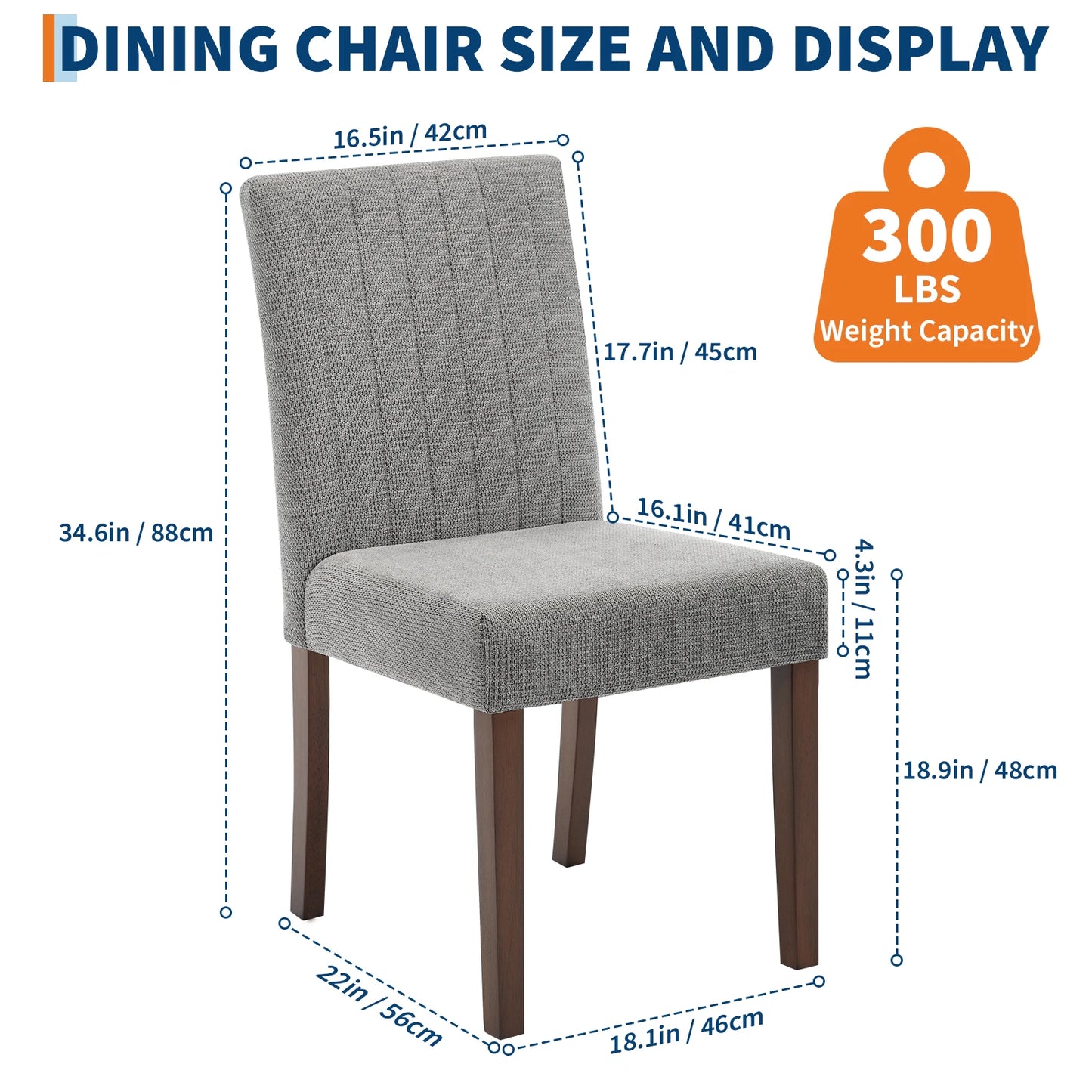 Modern Fabric Upholstered Dining Chairs with Sturdy Wood Legs