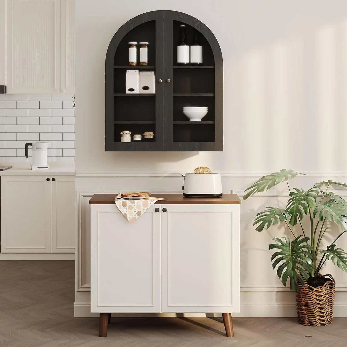 Arched Wall-Mounted Medicine Cabinet with Glass Doors