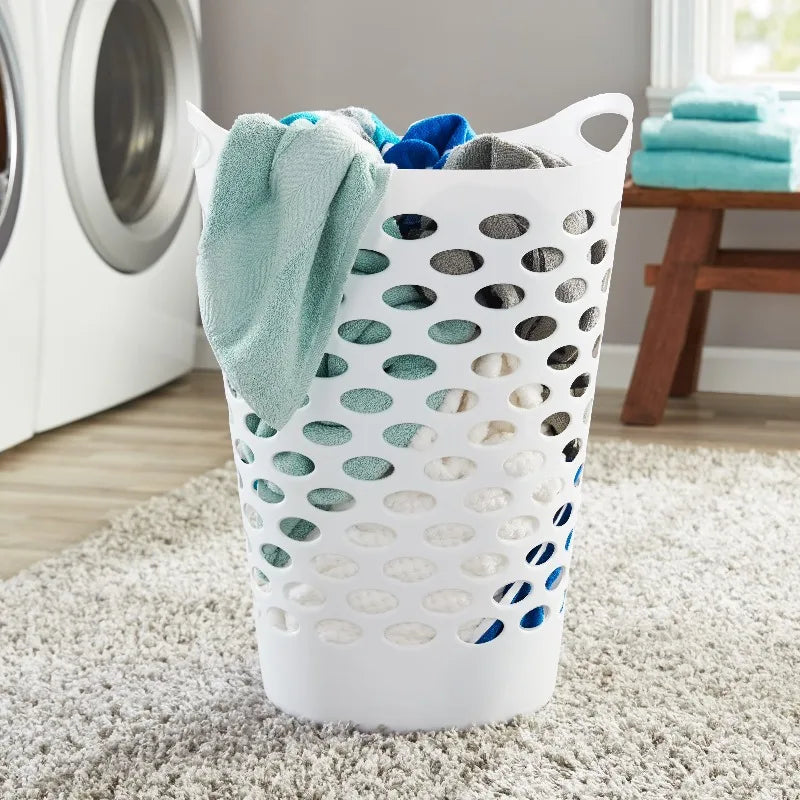 Plastic Round Laundry Hamper with Carrying Handles