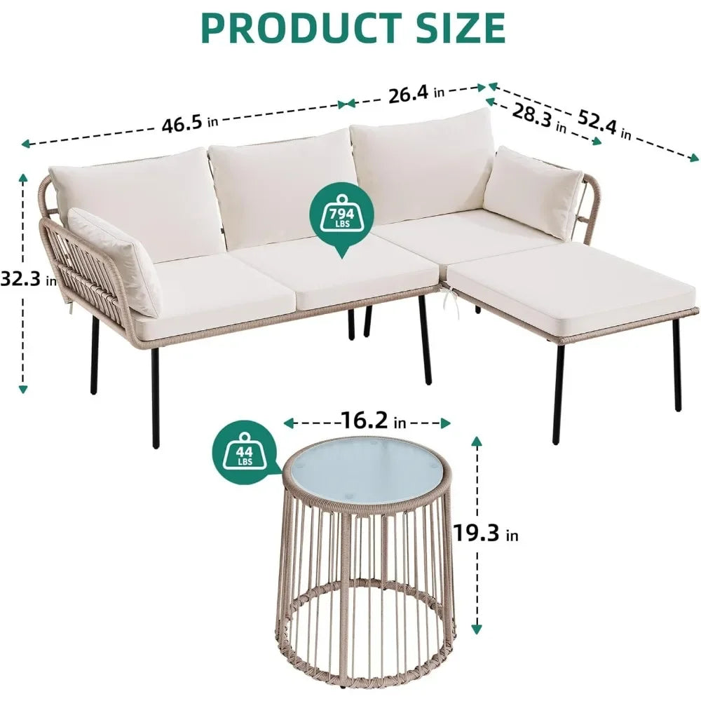 Patio Furniture Set with Removable Cushions and a Coffee Table