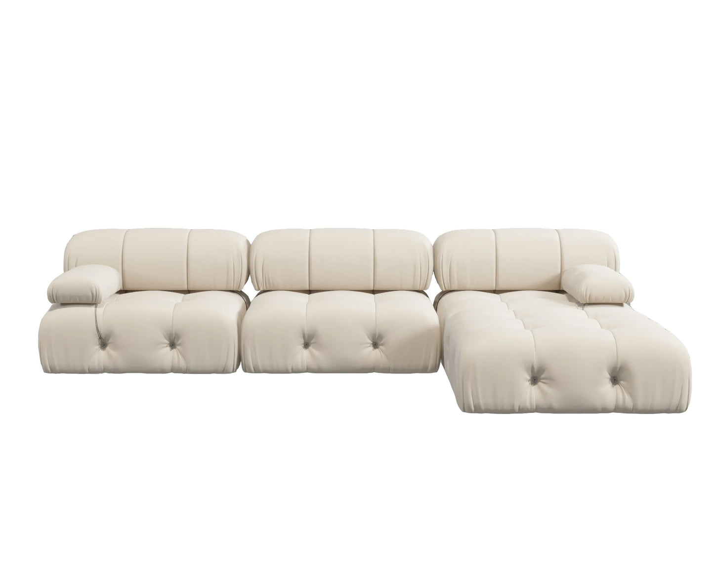 Modern L-Shaped Velvet Couch with Reversible Ottoman