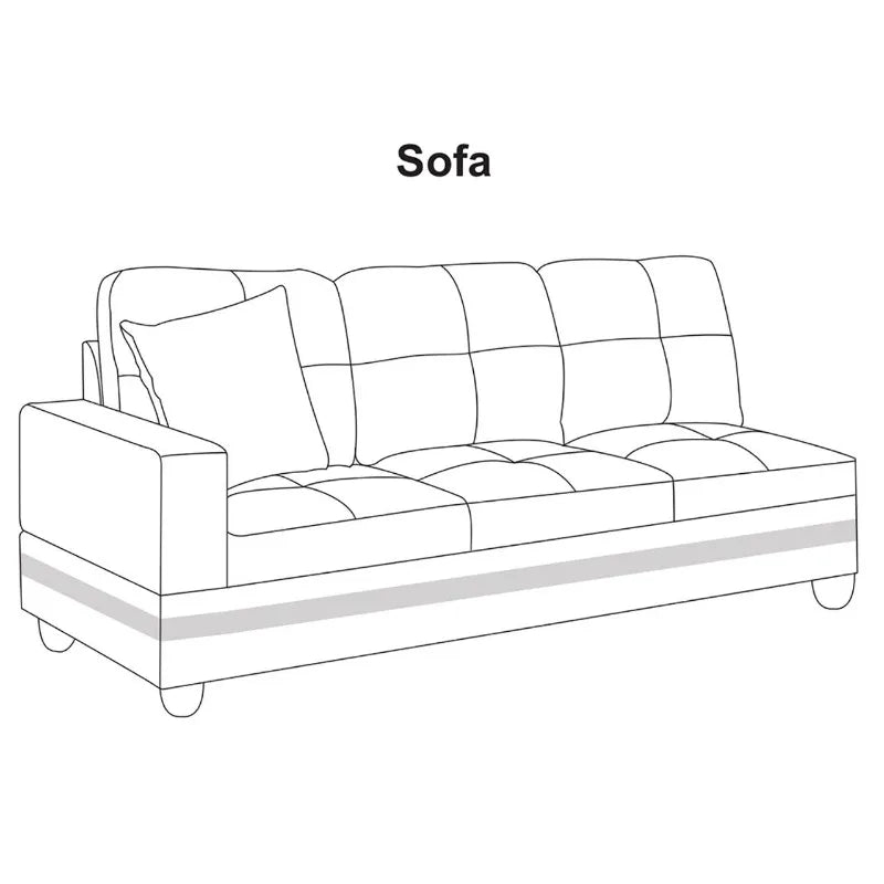 Living Room Dark Grey Faux Leather Sofa Set