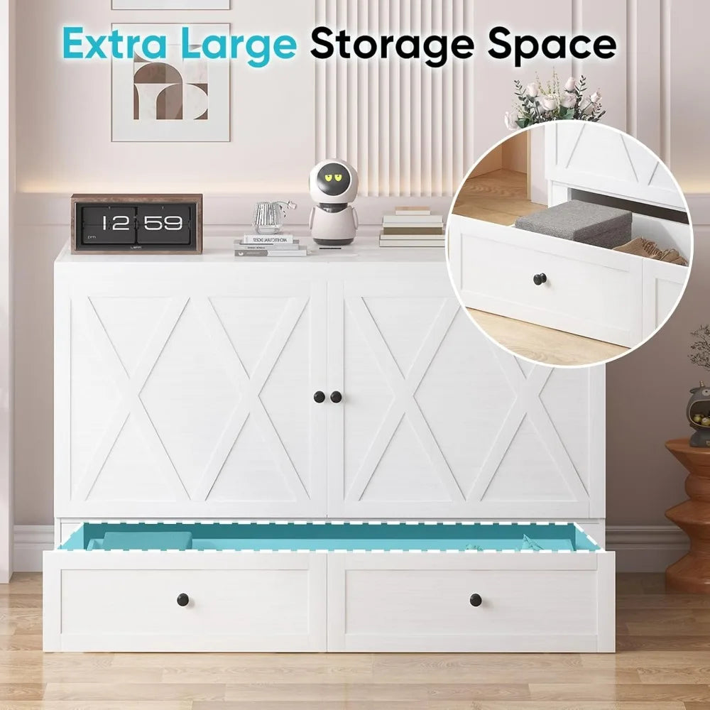 Murphy Bed with Charging Station and Storage Drawers