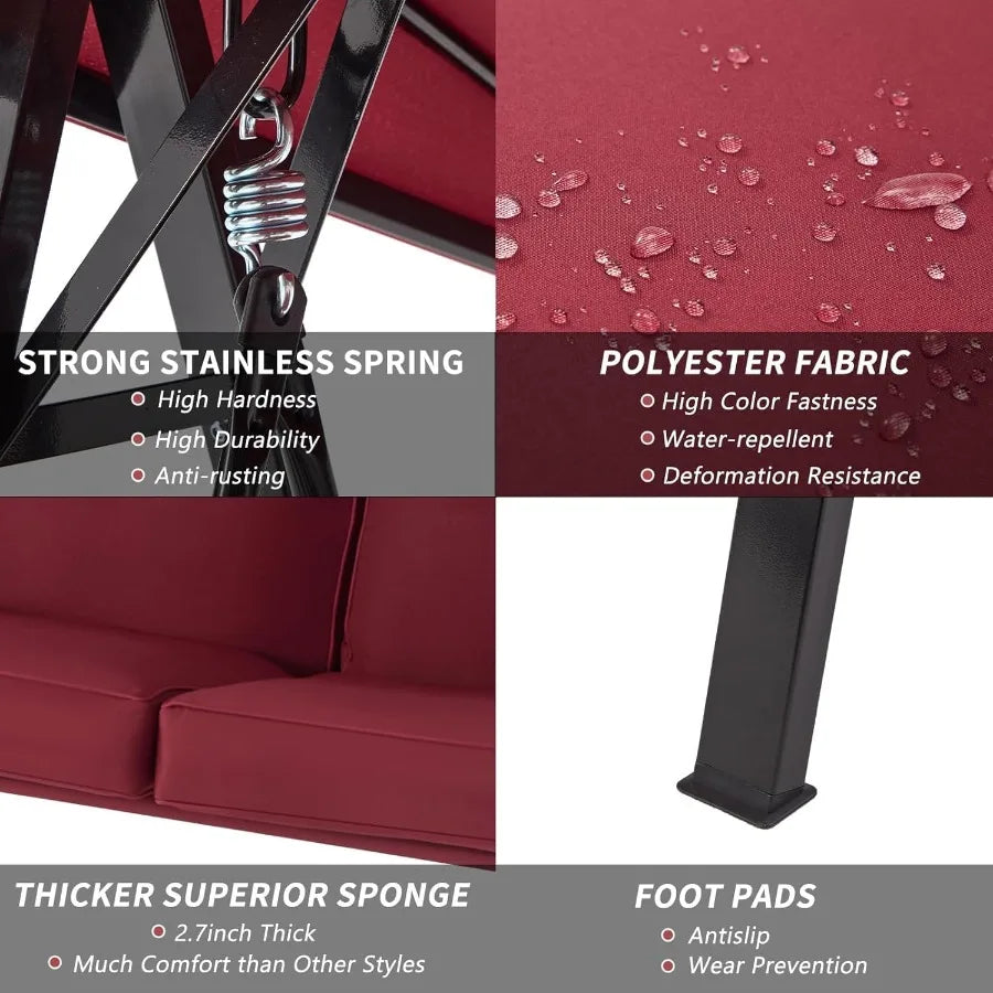 Outdoor Patio Swing Chair with Adjustable Canopy