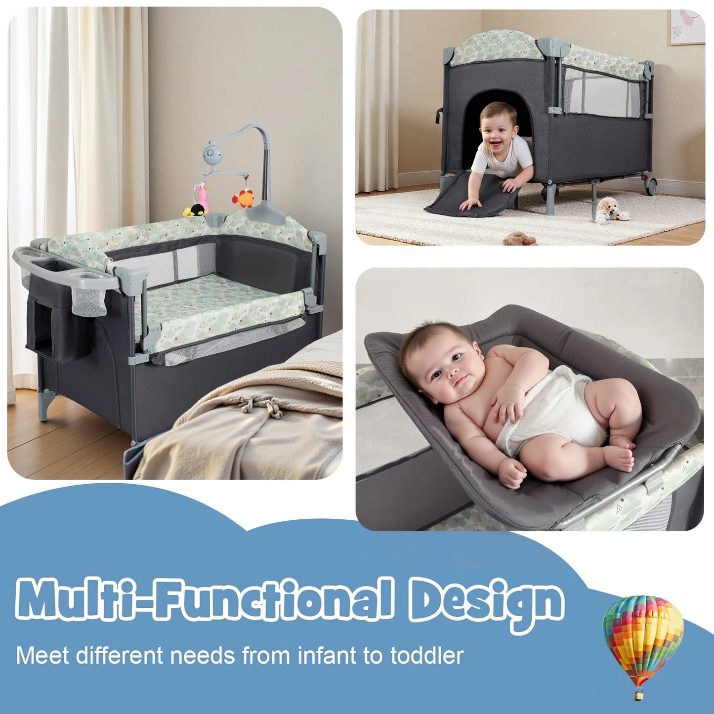 Foldable Playard Bassinet