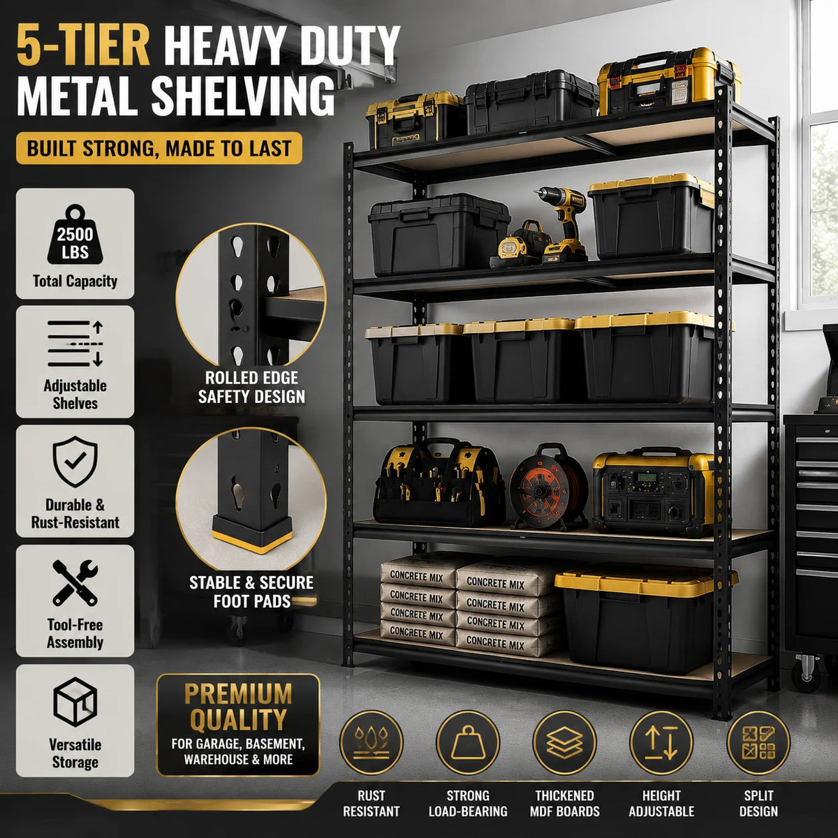 Heavy Duty Metal Storage Shelves Adjustable Boltless Rack