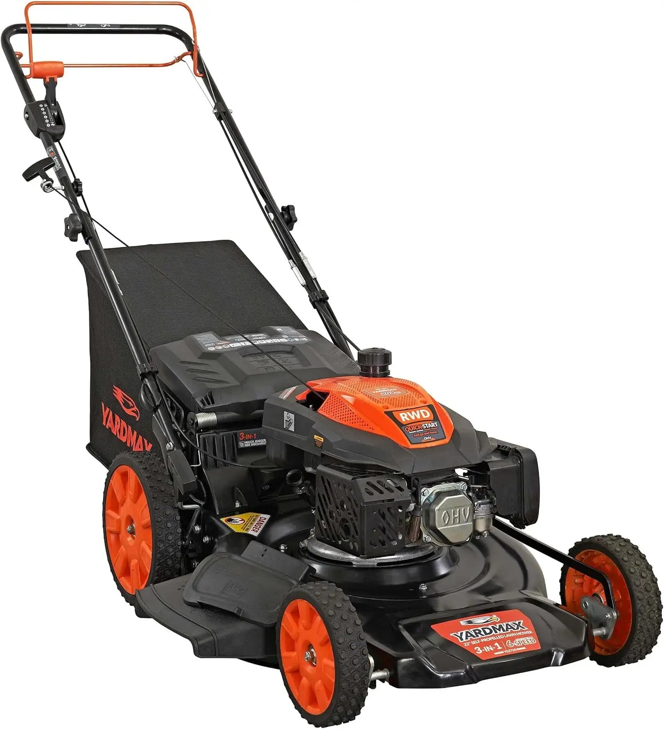 High Wheel RWD 3-in-1 Gas Walk Behind Self Propelled Lawn Mower