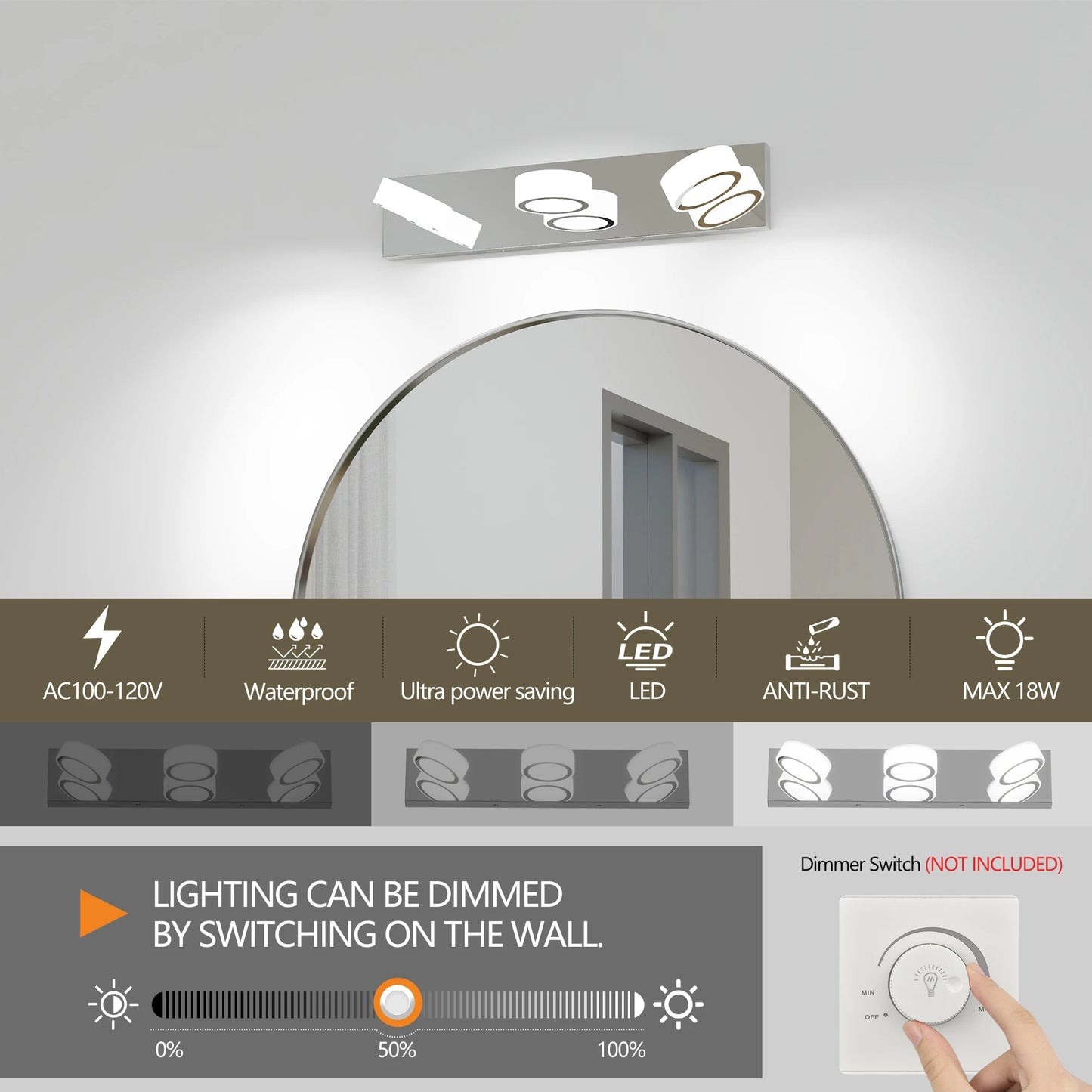 Bathroom LED Modern Black/Chrome Vanity Lights