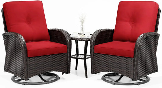 Patio Furniture Set with Thick Cushion and Ottoman