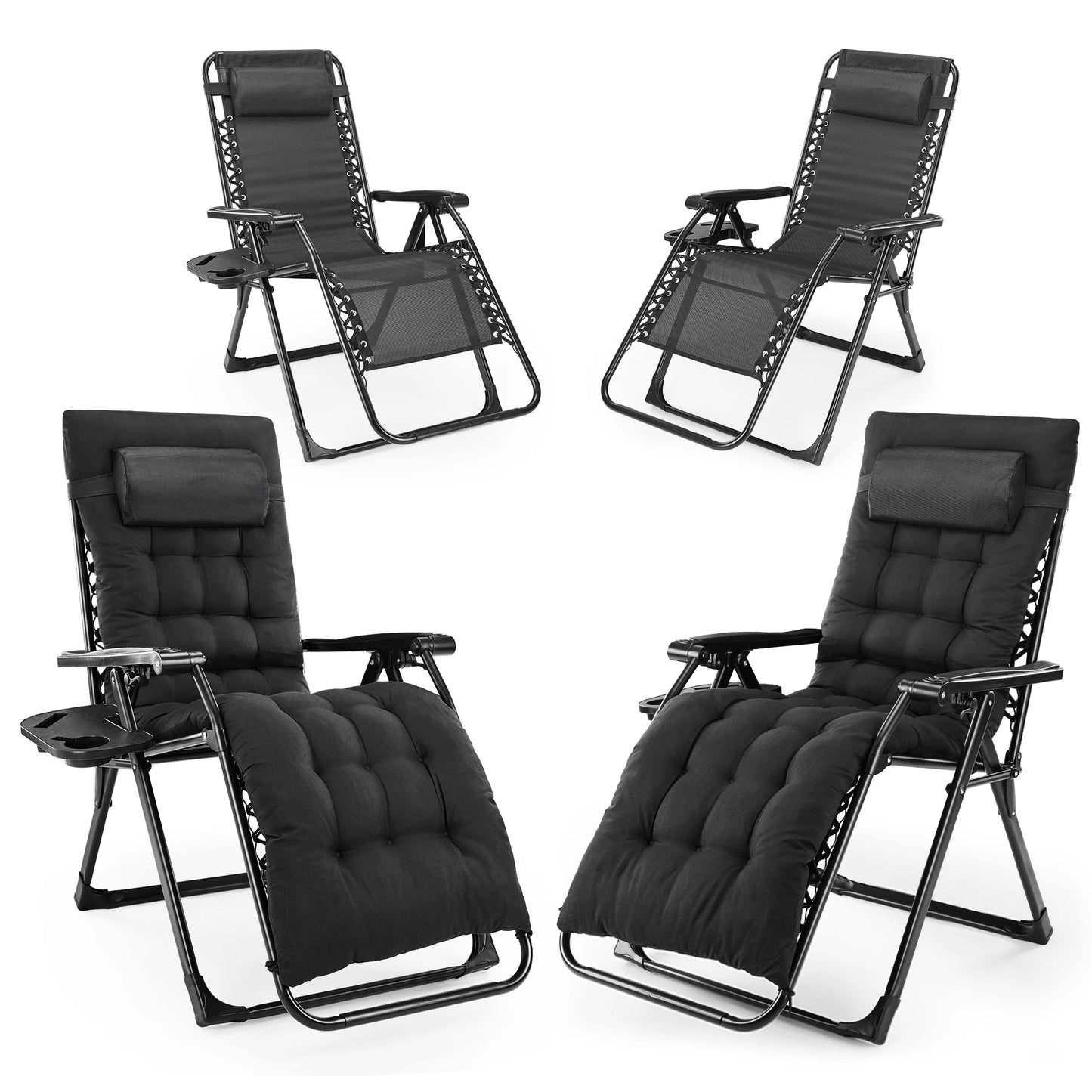 Zero Gravity Recliner Lounge Chair With Folding Portable and Cup Holder Trays