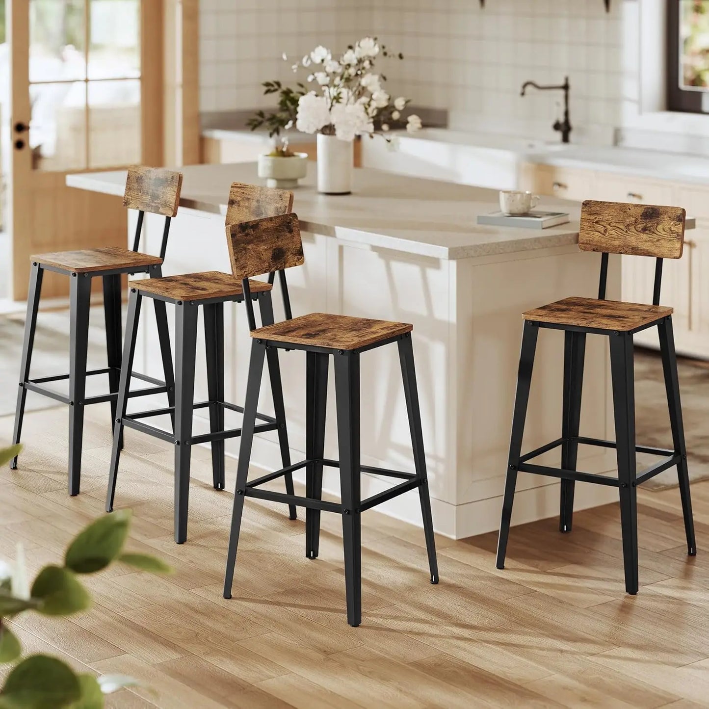 Rustic Brown & Ink Black Bar Stools