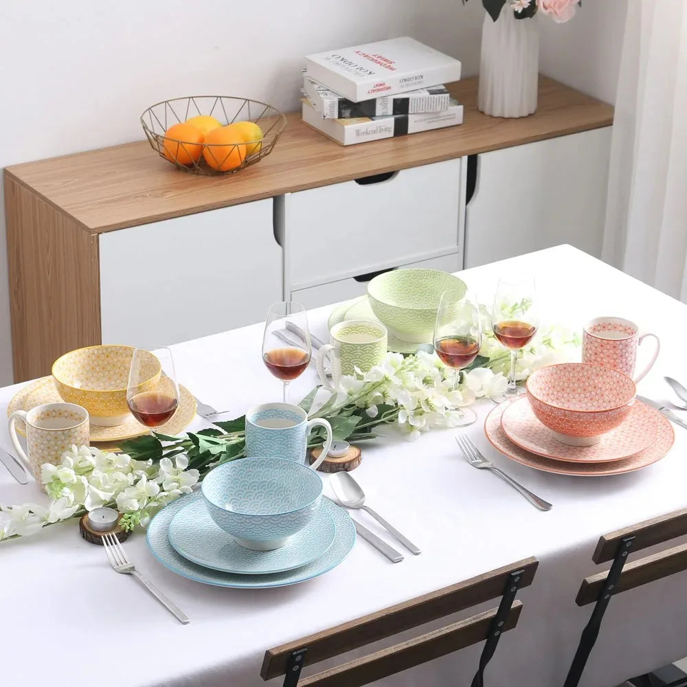 Tableware Porcelain Multi-Color Japanese-style Dinnerware Set