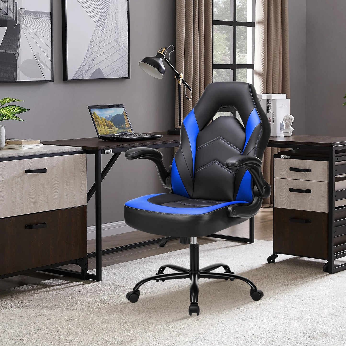 Office Chair with Swivel Rolling Flip-up Armrest