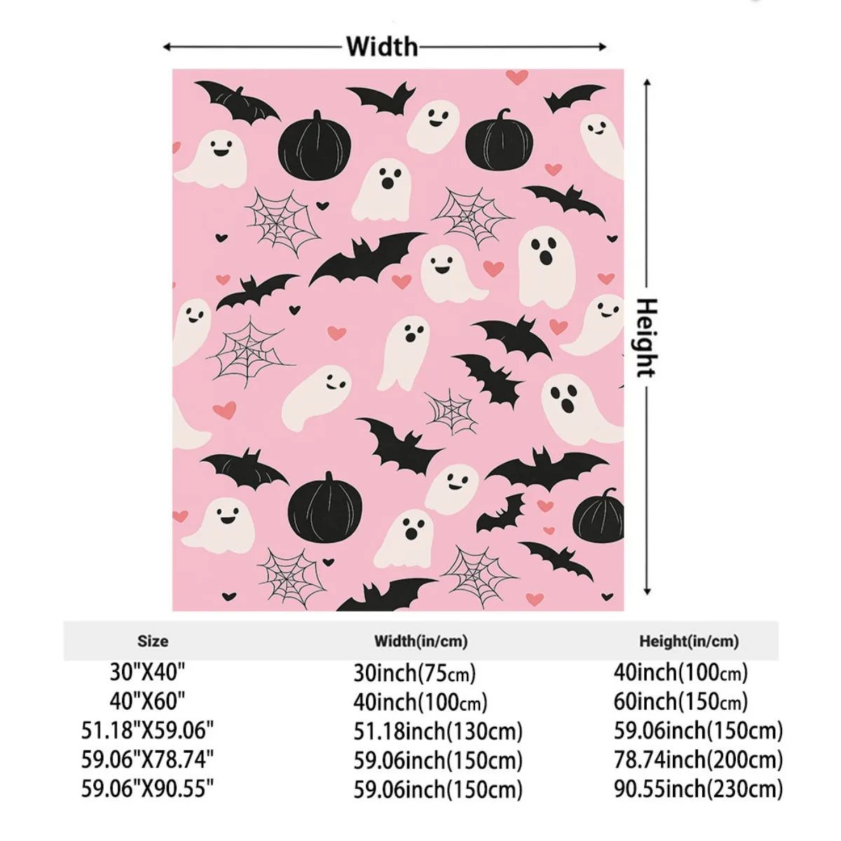 Bedspread with Ghosts, Bats, Hearts & Balloons