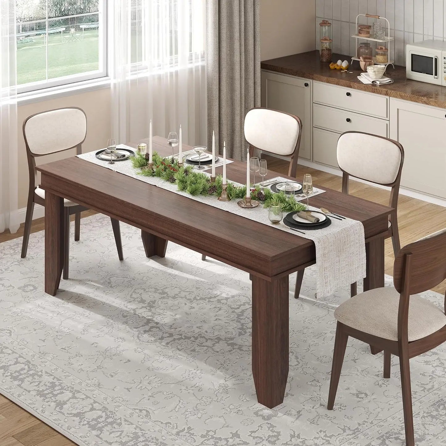Large Wood Rectangular Farmhouse Dinner Table