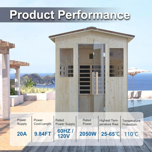 Outdoor Infrared Sauna - Wooden Large Sauna with Heaters Panels