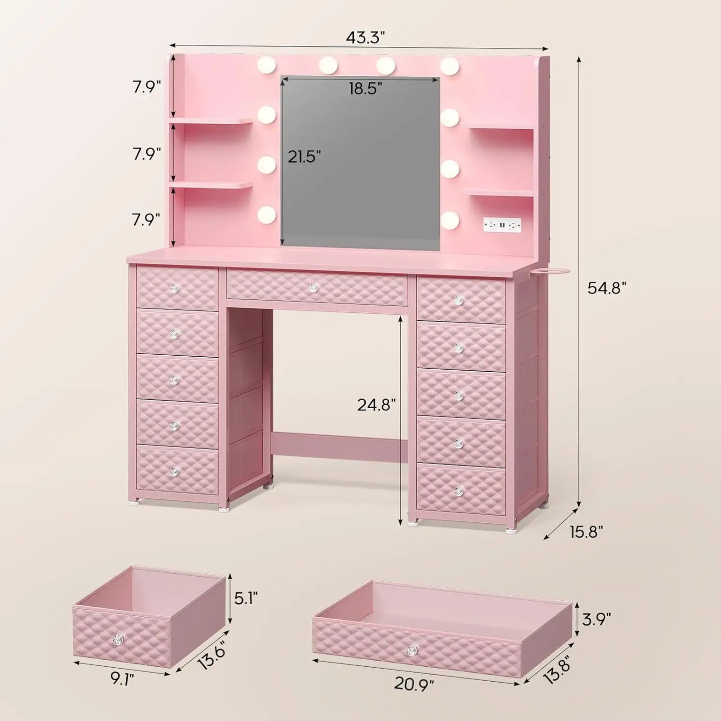 Vanity Desk with Power Strip
