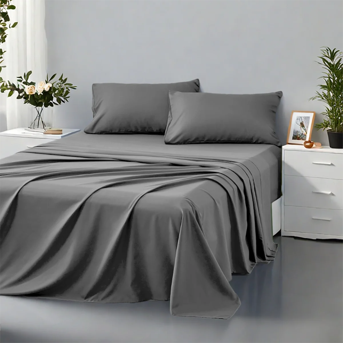 Fashionable Solid Color Soft Bedding Set, Suitable For All Seasons