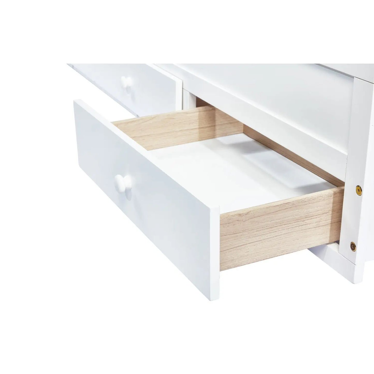 Twin Size Pine Wood Bed Headboard & Footboard with White Trundle Three Storage Drawers