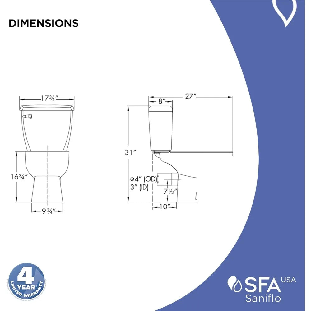 Elongated Toilet Bowl - Soft Close - Residential - White