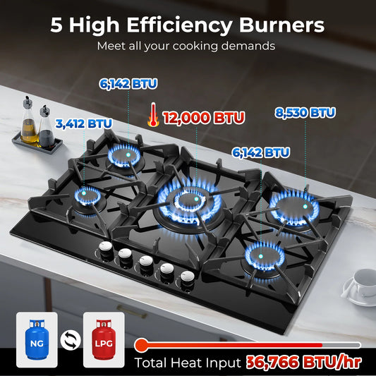 Stove Top Built-in NG/LPG Convertible with Thermocouple Protection
