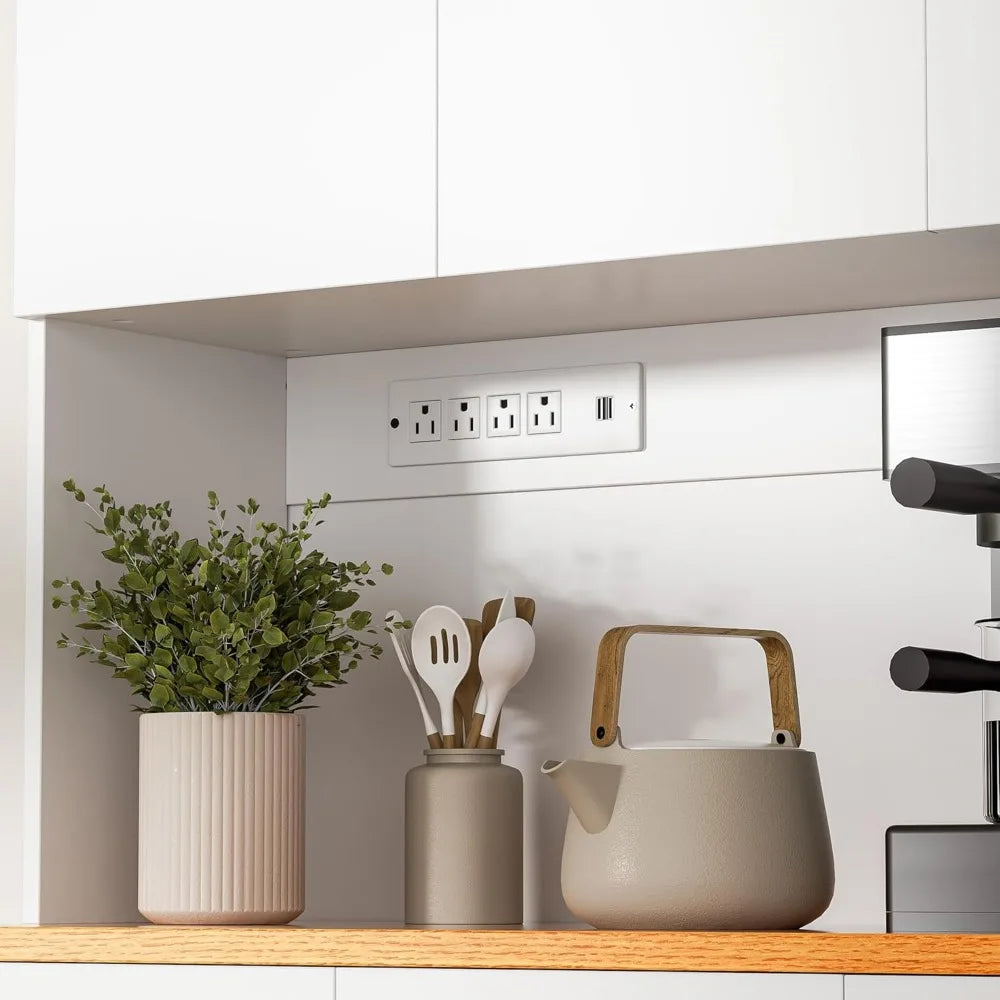 Heavy-Duty Freestanding Kitchen Storage Organizer with Reinforced Frame Pantry Cabinet with Power Outlet