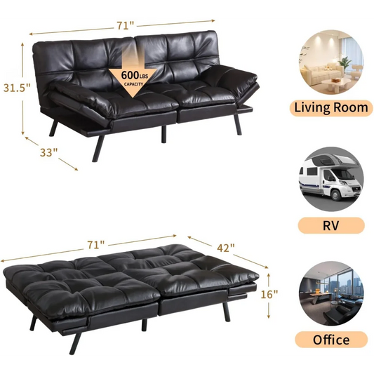Convertible Memory Foam Sofa Bed with Adjustable Backrest