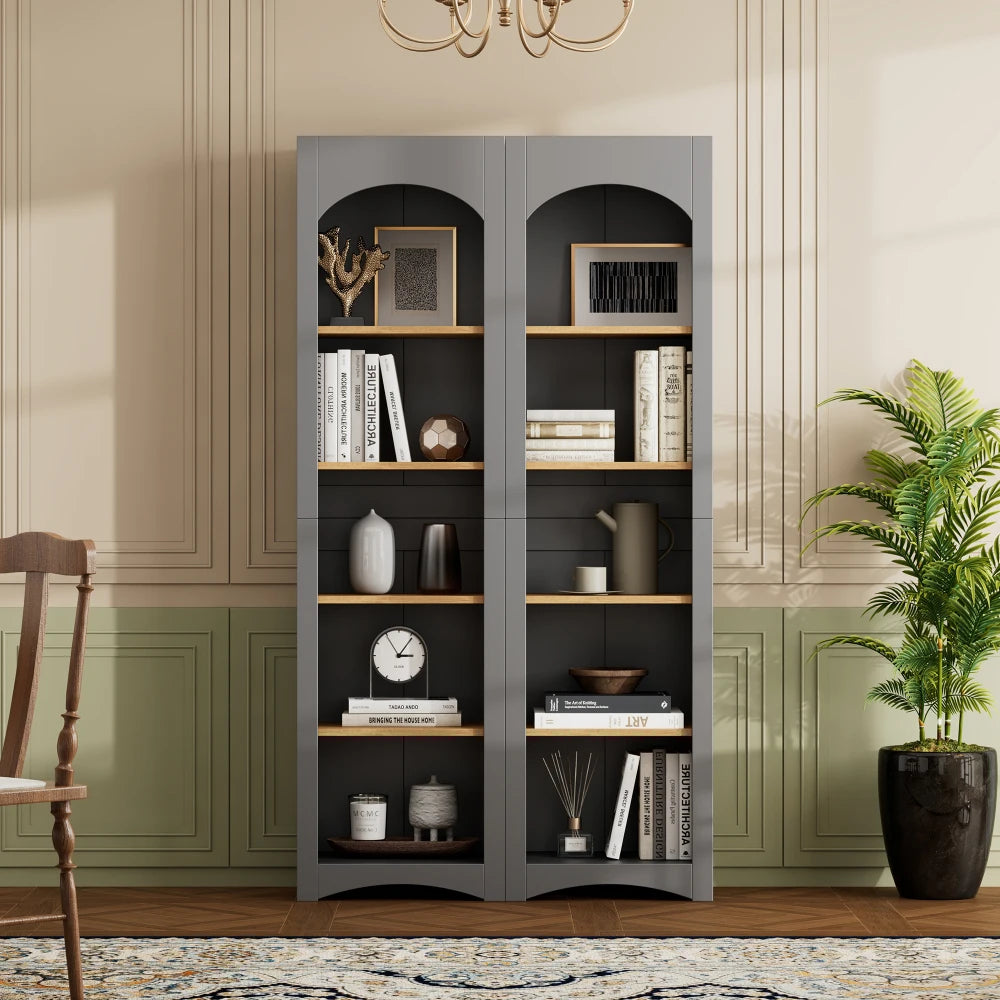 5 Tier Bookshelves Storage Cabinet Adjustable Shelves