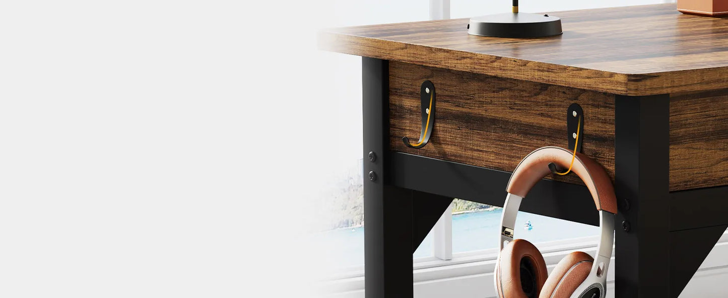 Computer Desk - Double Long Desk with Drawers