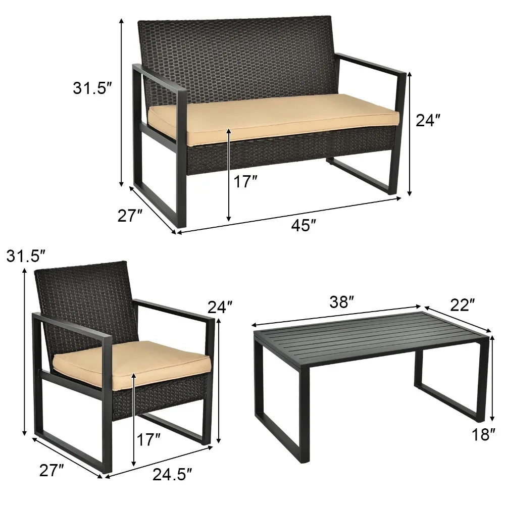 Patio Rattan Furniture Set