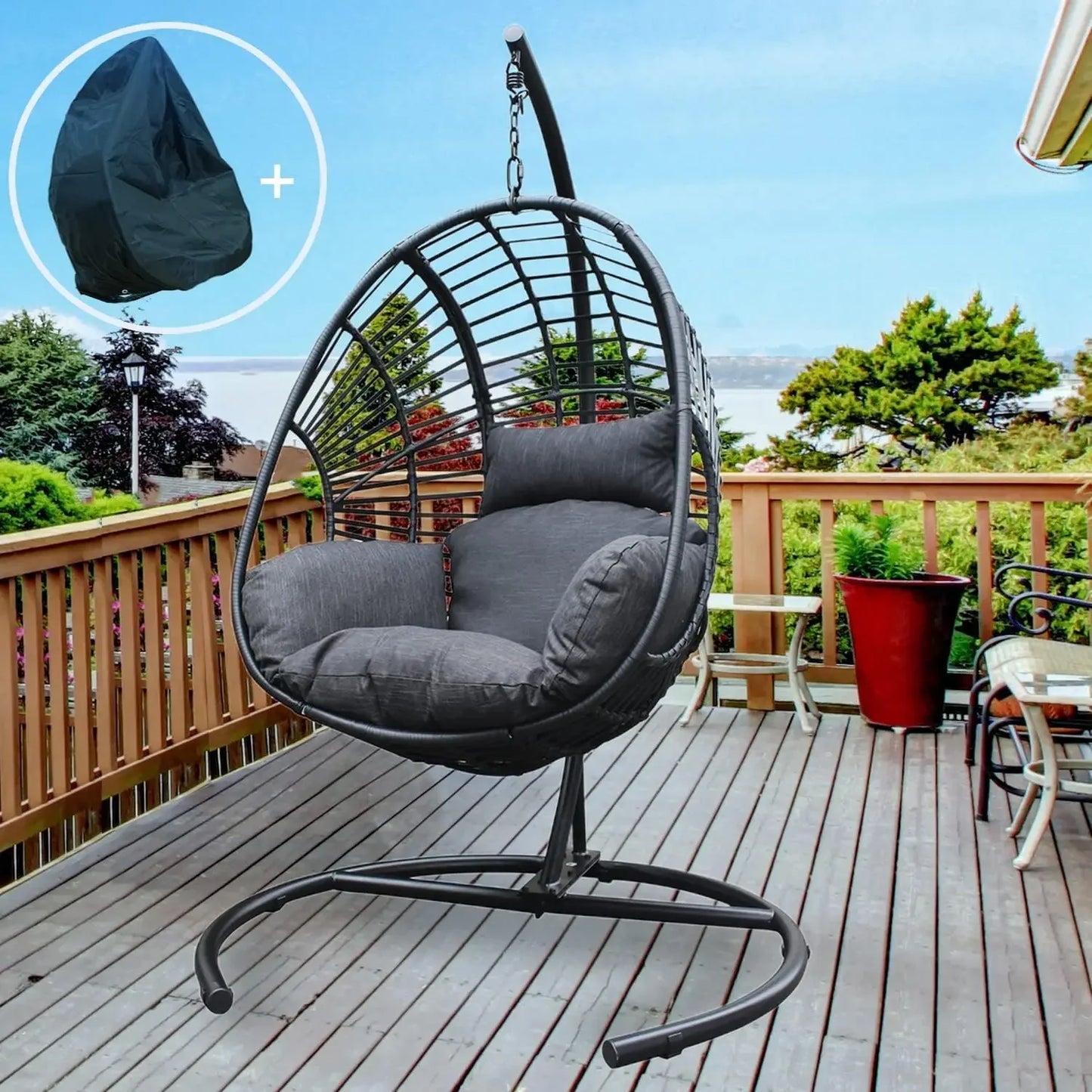 Hanging Egg Chair with Stand for Indoor or Outdoor