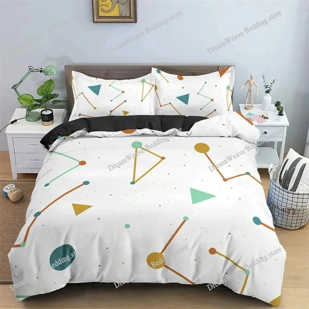 Modern Geometric Trapezoid Printed Bedding Set