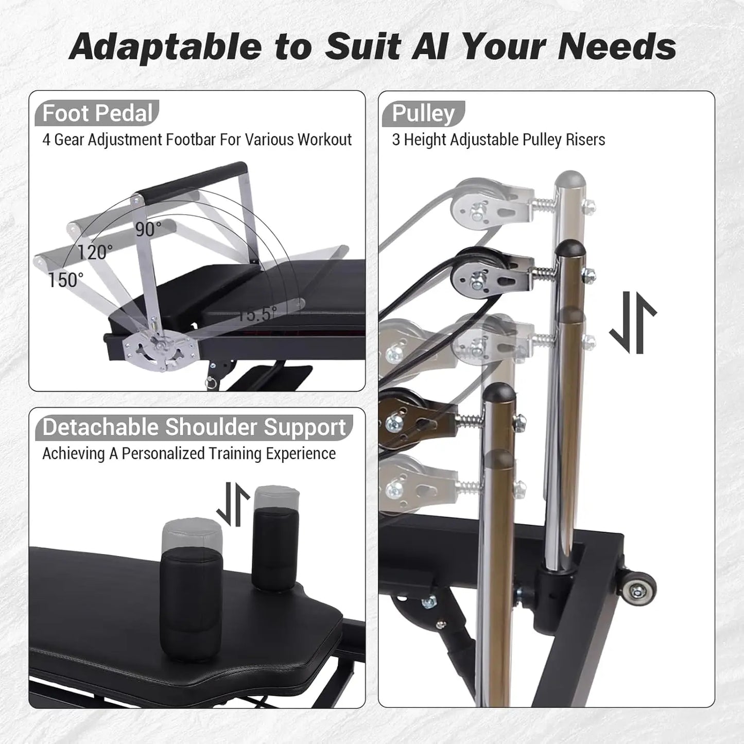 Pilates Equipment with Piano Wire Springs and Jump Boards