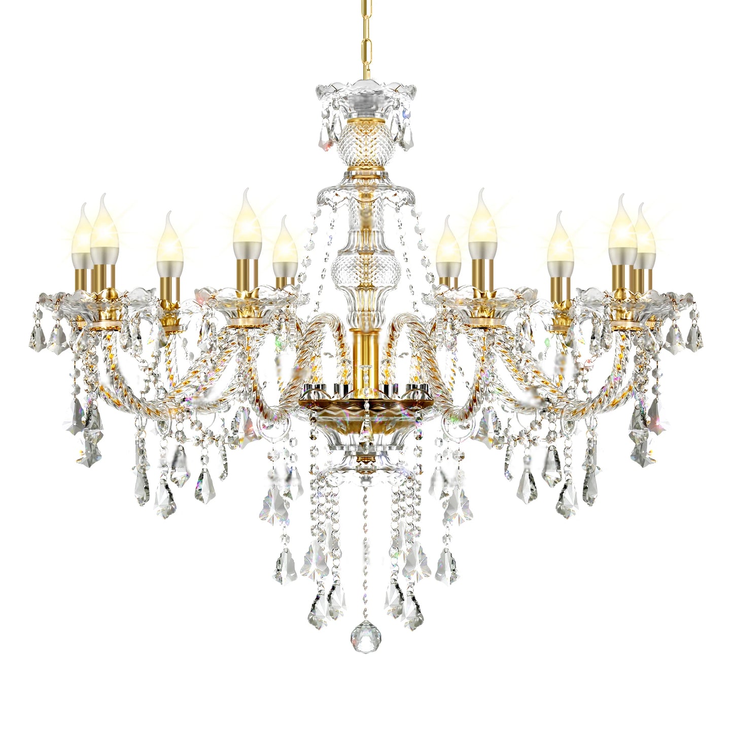 Modern Lighting Crystal Chandelier Adjustable Chain Ceiling Pendant