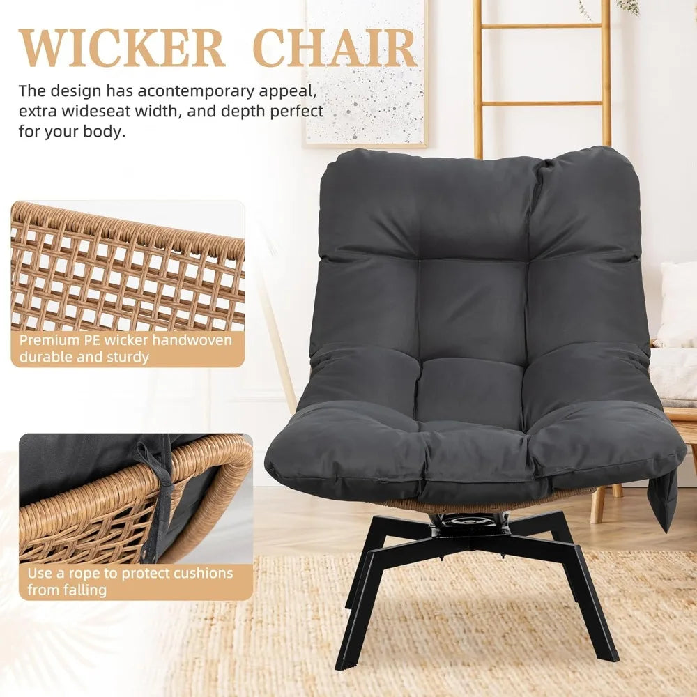 Swivel Wicker Chair PE Rattan Chair with Cushion