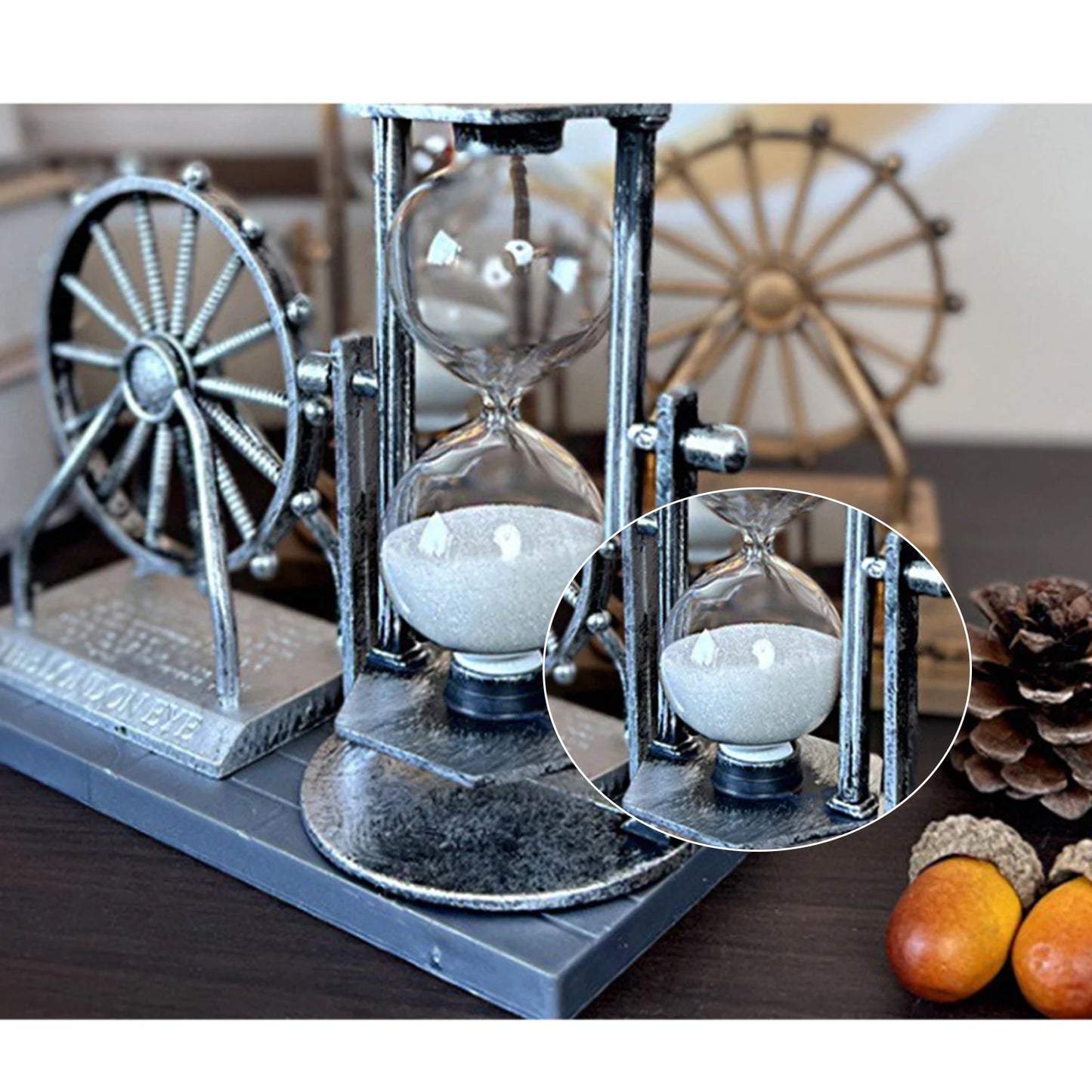 Vintage Ferris Wheel Statue Hourglass Sand Clock Retro Desk Timer