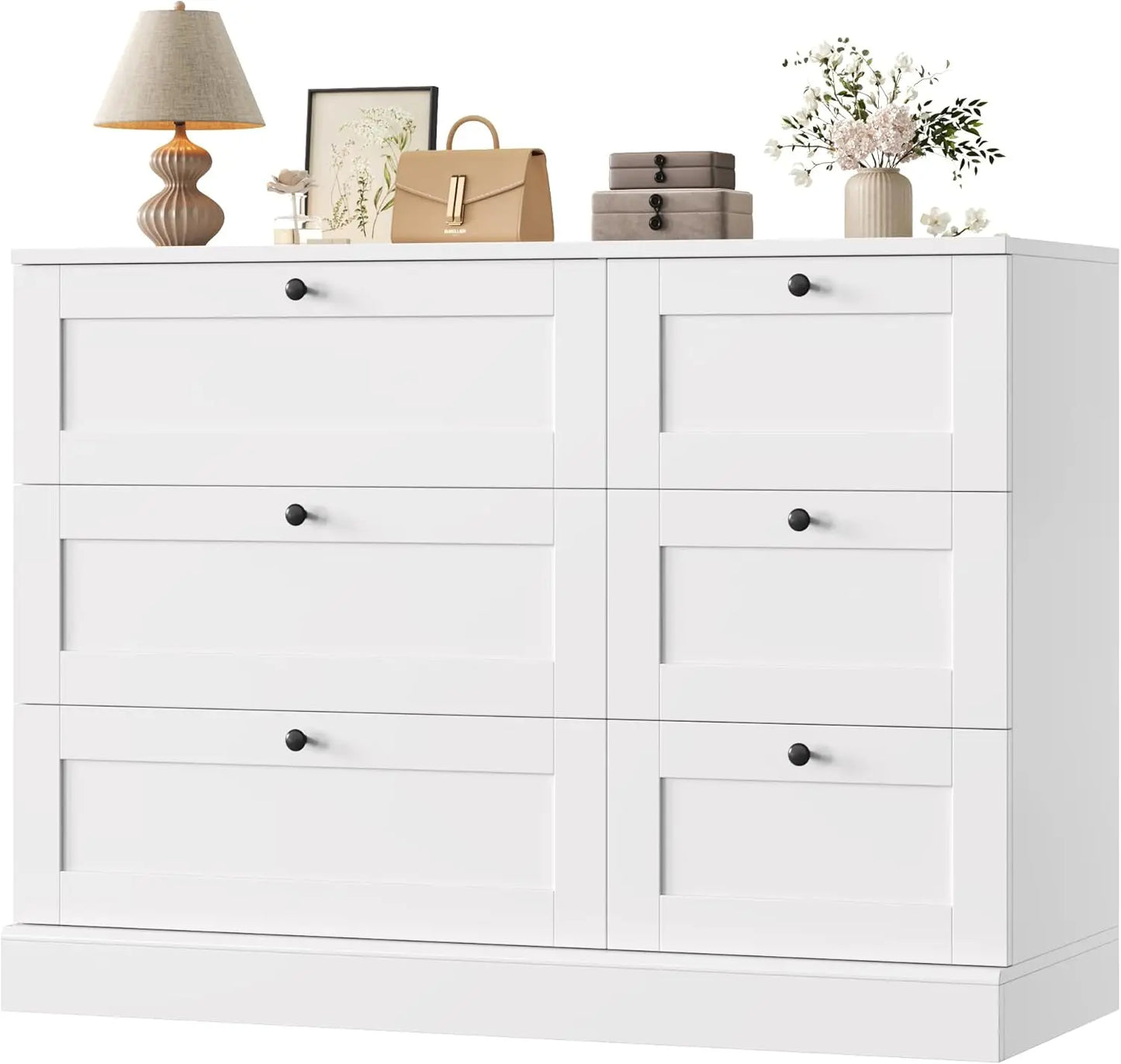 White Wood Wide Chest Dresser