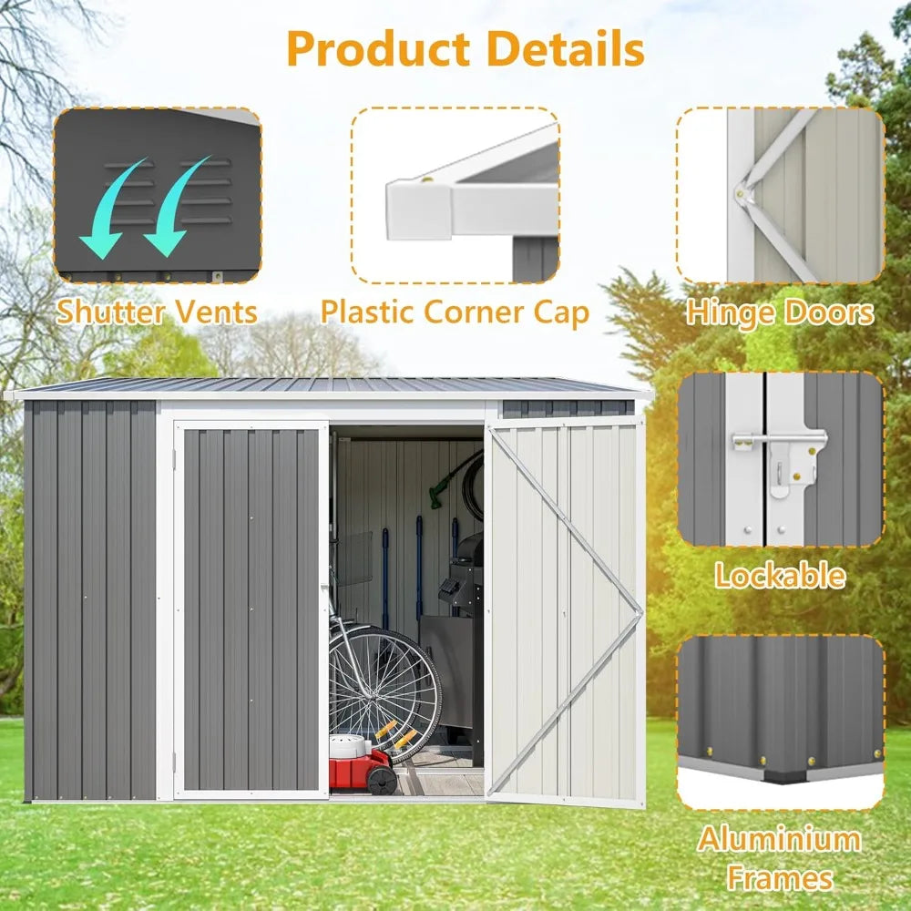 Metal Outdoor Storage Shed with Floor Frame