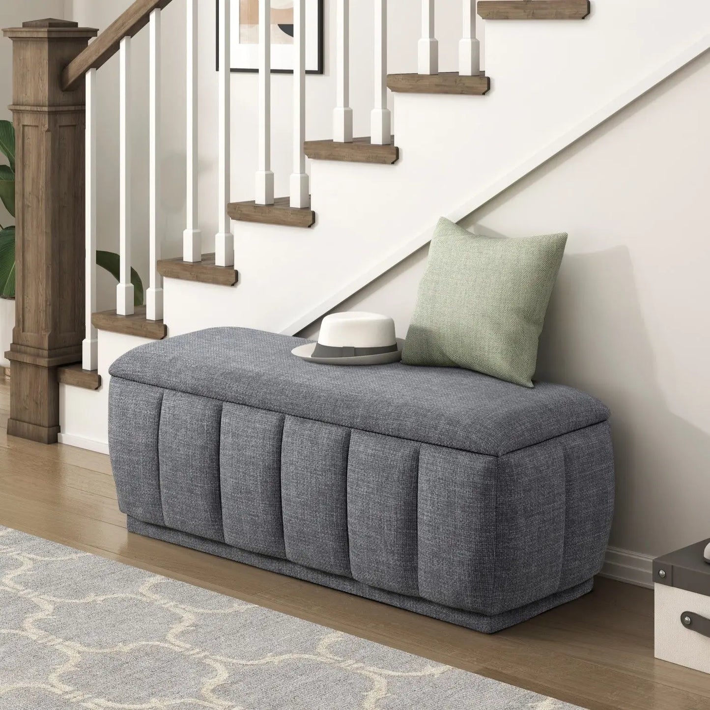 Plywood Frame Storage Bench with Cushion Seat