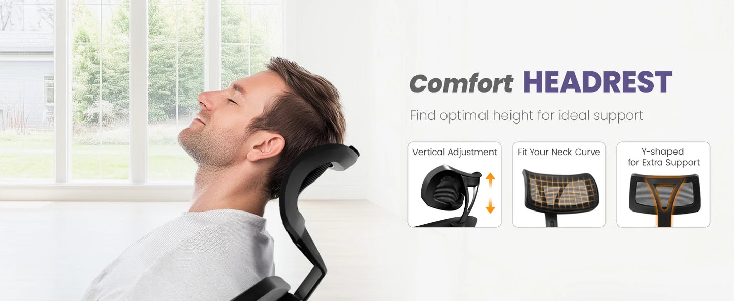 Ergonomic Adjustable Chair with a High Back Computer Comfy Task Office Chair