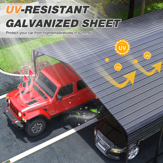 Heavy Duty Multi-Size Metal Carport w/ Enhanced Base
